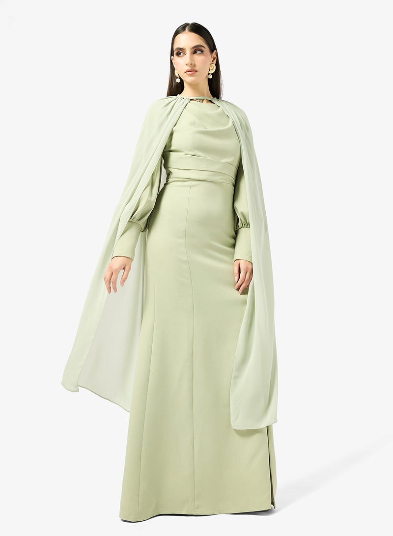Iyra Puff Sleeve Side Slit Dress - Image 1